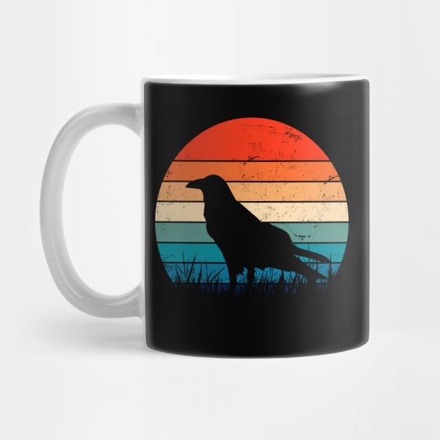 Raven Lover Silhouette Retro Sunset Art by ShopBuzz
